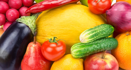 background of a set of fruits and vegetables - Powered by Adobe
