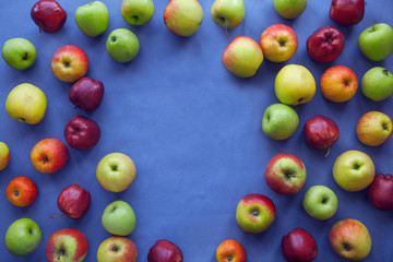 Apple on blue background