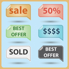 Collection vector sale labels, vintage retro set