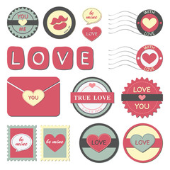 Happy Valentines day, vintage symbols, with love
