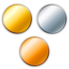 Set of gound golden vector medals.