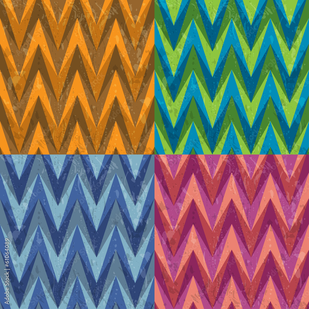 Aufkleber Set of Four Seamless Color Abstract Retro Vector Backgrounds