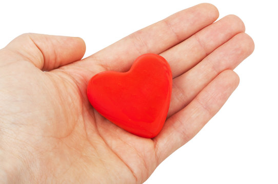 red heart in male hand