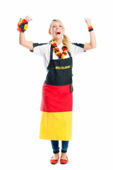 Fußballfan mit Schürze