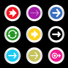 Arrow sign icon set in circle shape internet button