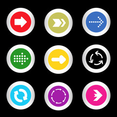 Arrow sign icon set in circle shape internet button