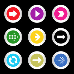 Arrow sign icon set in circle shape internet button