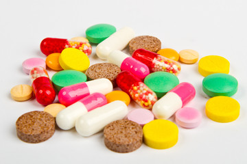 Fototapeta na wymiar Close up colorful pills