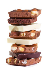stack of various pieces of chocolate