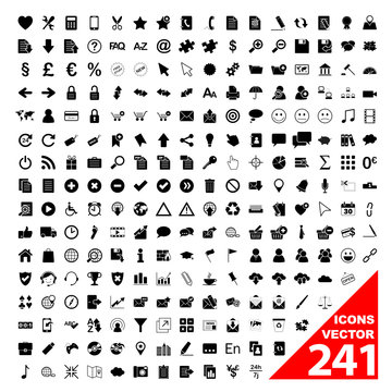 241 VECTOR ICONS (icon set poster business marketing buttons)