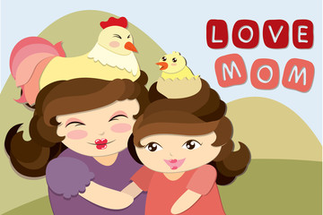 Cute Card Mother's day Vector