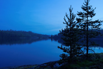 blue night on lake Ladoga