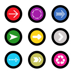 Arrow sign icon set in circle shape internet button