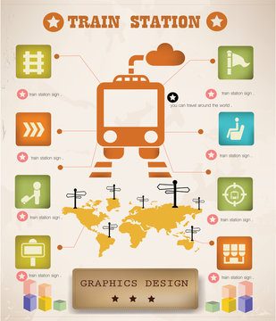 Train graphics design,vintage style,vector