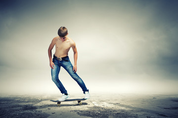 Teenager on skateboard