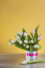 Lovely spring tulips in bouquet arrangement