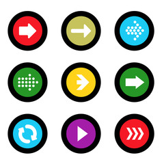 Arrow sign icon set in circle shape internet button