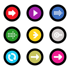 Arrow sign icon set in circle shape internet button