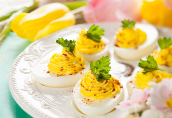 deviled eggs with paprika