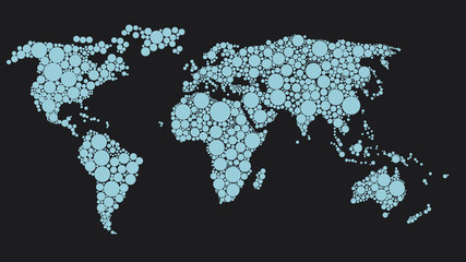 Map of the World made of blue dots vector illustration