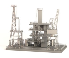 realistic 3d render of drilling rig