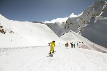 Snowboarder on the slope.