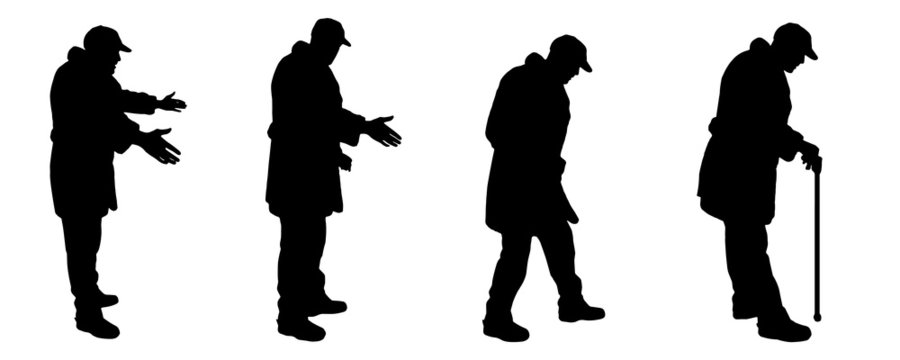 Vector Silhouette Old Man