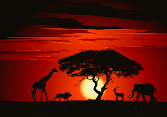 Naklejka na ściany i meble animals in the savanna
