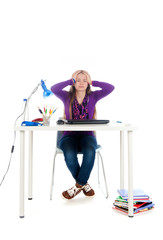 Fototapeta premium she's getting frustrated of her homework