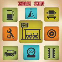 Car station icon set,vector