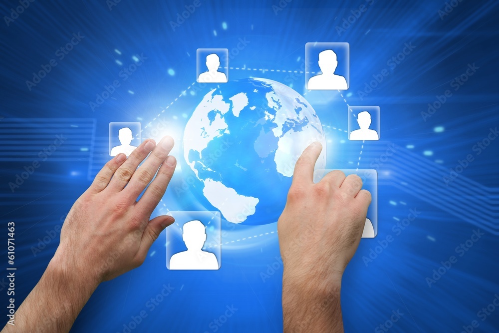 Aufkleber Composite image of hands pointing and presenting