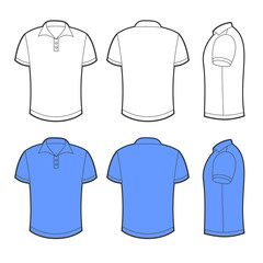 Front, back and side views of blank polo