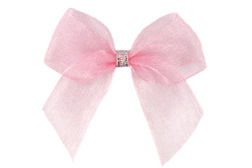 pink organza ribbon bow isolated