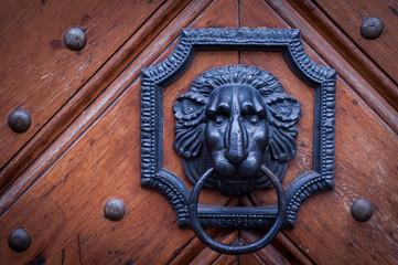 Heurtoir de porte avec tête de lion