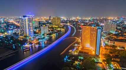 Fototapeta premium City town at night, Bangkok, Thailand