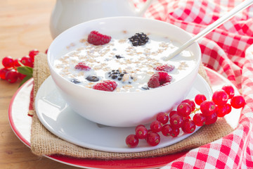 The oat flakes with fresh berries