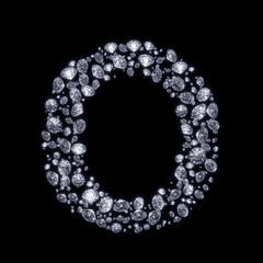 3D Diamond letter O on black isolated with clipping path