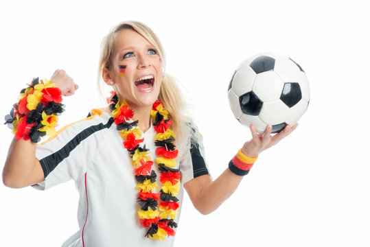 Fu&szlig;ballfan mit Fu&szlig;ball