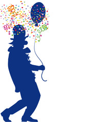 clown contour carnival single confetti vector balloon