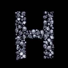 3D Diamond letter H on black isolated with clipping path