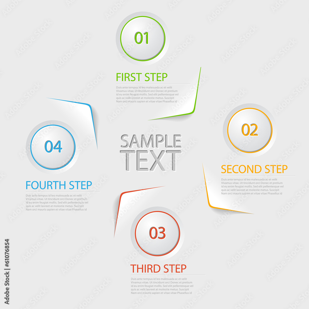 Poster one two three four - flat vector progress icons for four steps