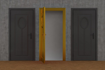 Gold door opened