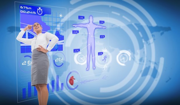 Composite image of smiling thoughtful businesswoman - Powered by Adobe