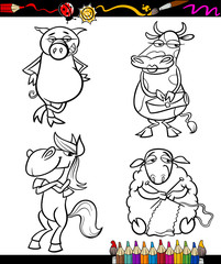 cartoon farm animals for coloring book