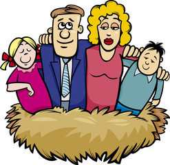 family nest cartoon illustration