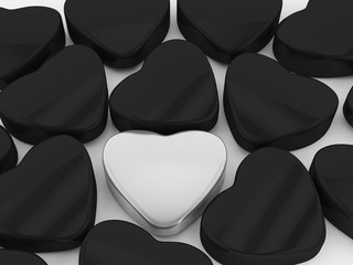 Black and silver Heart  Valentine s Day