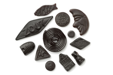 Assorted black and brown liquorice