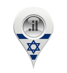 3D pin domain marker with Israeli flag isolated