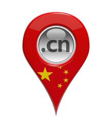 3D pin domain marker with Chinese flag isolated