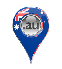 3D pin domain marker with Australian flag isolated